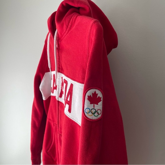 Hudson’s Bay Canada Olympic Zip Up Hoodie Sweater Red White Womens Size Small - Picture 6 of 8